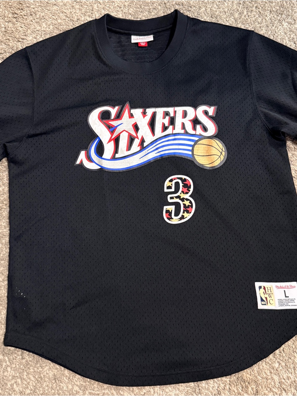 Mitchell & Ness Black Crew Neck Jersey Tag Detail Allen Iverson